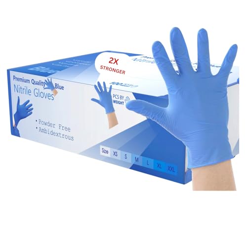 200 Disposable Nitrile Gloves Large Blue Medical Examination Powder-Free Latex-Free Strong Durable Tear-Resistant for Healthcare Dental Food Cleaning Automotive & Industrial Use (Large)