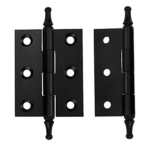 Lc Lictop 2 Inch Black Pure Brass Hinges Crown Head Butt Hinges For Furniture Cabinet Drawer Door 2Pcs #TOP1