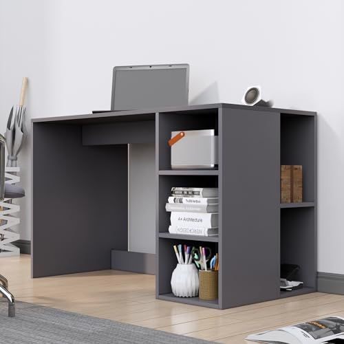 Image of Bniture Wooden Study Table for Home with Bottom Storage | Engineered Wood Study Table with Book Shelf | Multi Purpose Computer Desk for Writing | Laptop Table for Office & Home | Slate Grey