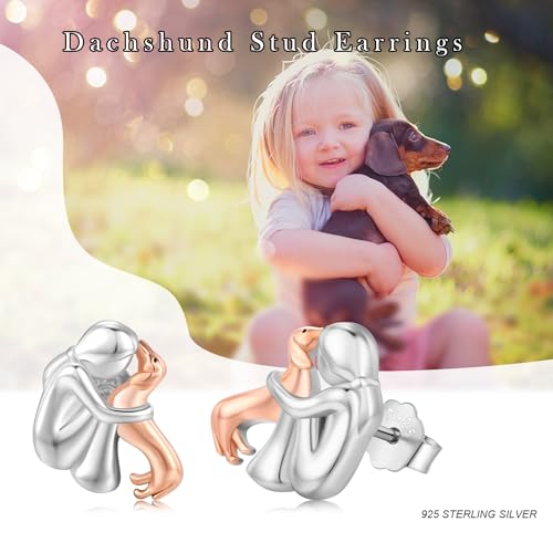 Image of 925 Sterling Silver Dog Earrings Cute Animal Puppy Stud Earrings Dog Jewelry Gifts for Women Girls Pet Lover Hypoallergenic Earrings for Sensitive Ears
