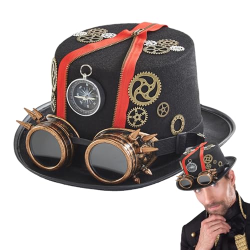 Chistera steampunk de fieltro para hombre de 56-58 cm ajustable con herrajes