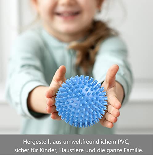 Foto von Igelball Massageball Hart. Massage Ball mit Noppen Stachelball für Fuss Hand Rücken Muskelmassage. Für Plantarfasziitis Muskelregeneration Myofasziale Entspannung Schmerzlinderung. (Blau/2er Set)