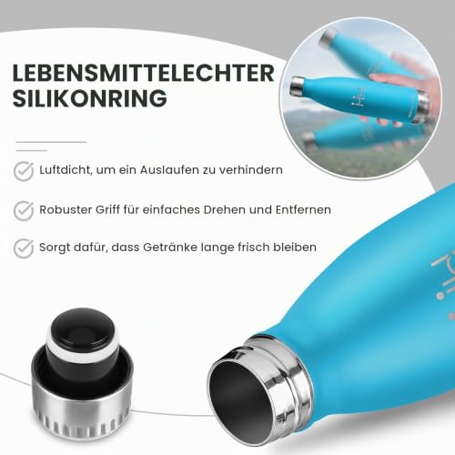 HoneyHolly Trinkflasche Edelstahl, Trinkflaschen Kinder, 500ML BPA-frei, Thermosflasche, Wasserflasche Doppelwandig… – Ansicht 4