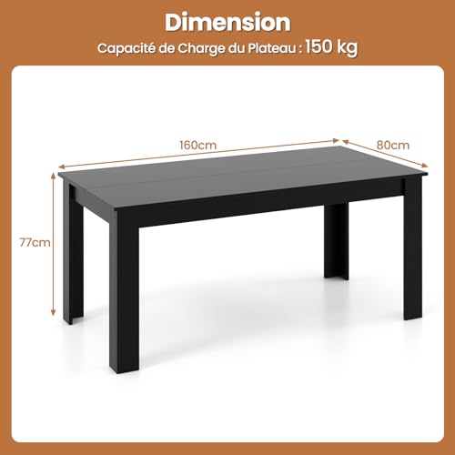 Table salle à manger de 160 cm stable et facile à monter - 4