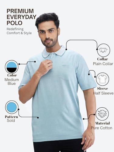Image of Colorplus Men's Comfort Fit Solid Pattern Pure Cotton Plain Collar Half Sleeve Casual T-Shirt