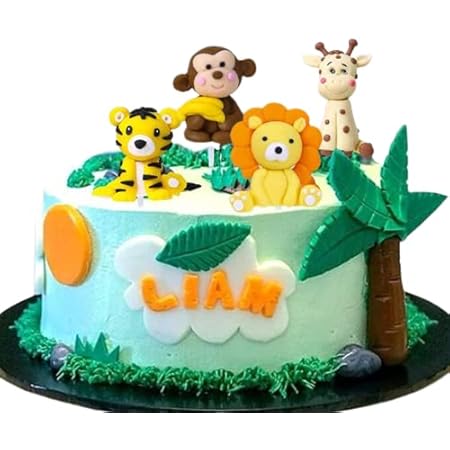 Amazon Co Jp Goshopping ケーキトッパー 誕生日ケーキ飾り3d動物テーマケーキデコレーショントッパー 虎 ライオン 猿 鹿 可愛い動物ケーキトッパー 子供のためのピックベビーシャワー 誕生日 パーティー 用品 4点セット ホーム キッチン