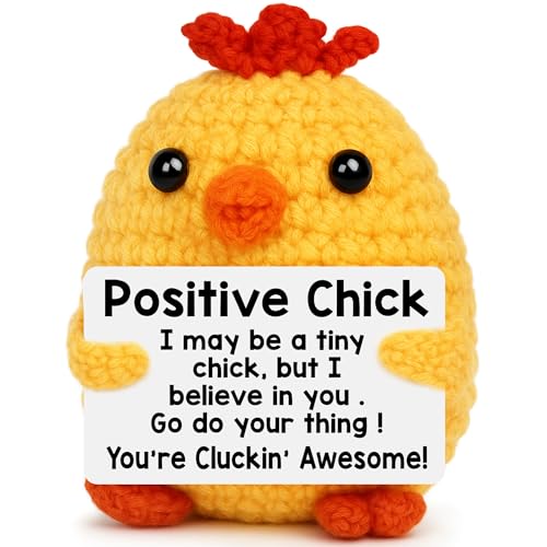 Mini Chicken Positive Crochet Animals Birthday Gifts for Girls Women, College Graduation Gifts for Her Him Teen High School Friend, Cute Stuff Emotional Cheer Up Support Handmade Chick Potato Pickle