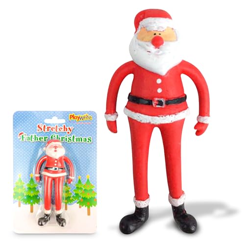 Quebec Playwrite Stretchy Father Christmas Unique Holiday Stocking Presents Christmas Eve Delights, Fun Kids Stocking Fillers Special Festive Surprises 12cm (Pack of 1)