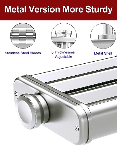 Metal Pasta Maker Attachment for KitchenAid Mixers -Kitchen aid Mixer Accessories Pasta Attachment 3-in-1 Includes Pasta Roller, Spaghetti Cutter, and Fettuccine Cutter - Thumbnail 3