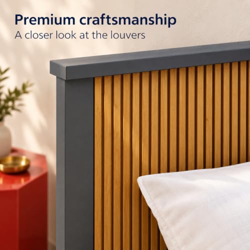 Image of Bniture Modern Low Height Single Size Bed Without Storage | Engineered Wood Platform Bed Headboard | Bed King Size Wooden Cot Double Bed for Bedroom 3 Year Warranty (Slate Grey & Giant Wood)