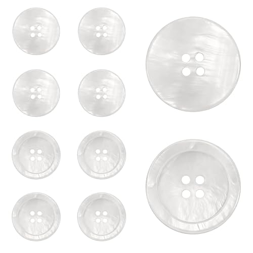 10 Pcs White Mother of Pearl Shell Buttons Natural Mop