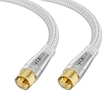HiFind RG6 Coaxial Cable 15 FT, Low Loss Quad Shielded OFC Gold Plated Male to Male F-Type Coax Cord, 75Ω Direct Burial Outdoor for 4K HDTV Digital Aerial AV Modem Internet Antenna Satellite-White