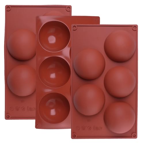 BMZXCH 3 Pièces 5 Cavités Moule Silicone en Moule Demi Sphere Extra-large à 5 Sphères Semi-sphérique Forme de Boule Pour Boule de Chocolat, Mousse en Dôme, Bonbon,...