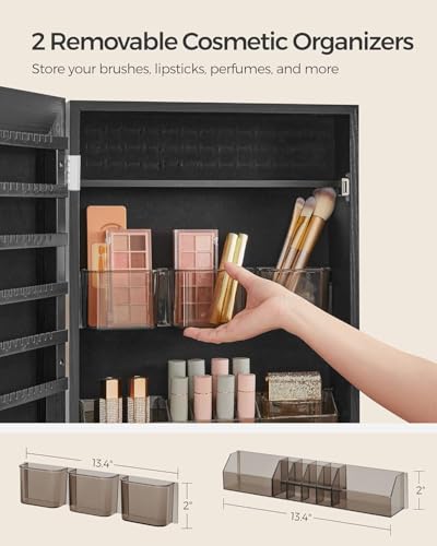 Songmics UJJC001B01 Mirror Jewelry Cabinet Armoire, Wall Or Door Mounted Jewelry Storage thumb #3