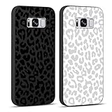 RUMDEY 2 Pack Cute Cheetah Print for Samsung Galaxy S8 Phone Case 5.8', Luxury Leopard Pattern Design Cases Soft Silicone Slim TPU Shockproof Protective Bumper Cover for Women Girls - Black & White