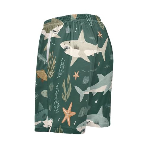 Shark Starfish Pattern Pajama Shorts for Mens Pjs Bottoms Sleep Shorts Lounge Wear Pajama Pants with Pocket3