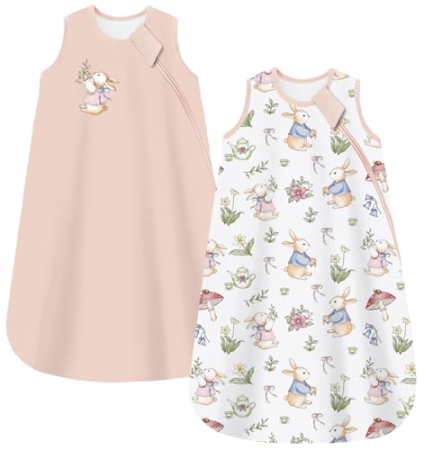 Chilsuessy Baby Sleep Sack 0-6 Months 1.0 TOG, 100% Cotton Baby Wearable Blanket with 2-Way Zipper, Infant Toddler Sleeping Sack for Newborn Boys and Girls, Pink