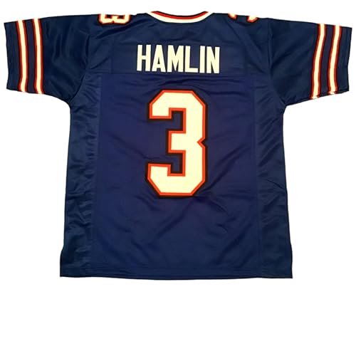 Generic Damar Hamlin Blue Jersey Stitched Custom Football New No Brand/Logos (US, Alpha, Large, Regular, Regular, Blue)