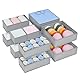DIMJ 12er Schubladen Ordnungssystem Schubladen Organizer, Faltbare Aufbewahrungsbox Stoff, Unterwäsche Organizer, Organizer Kleiderschrank für Kleidung, BHS, Socken, Krawatten