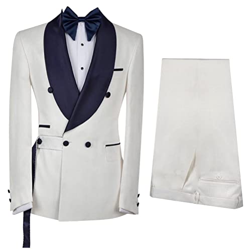 Costume de mariage à double boutonnage pour homme en coupe ajustée