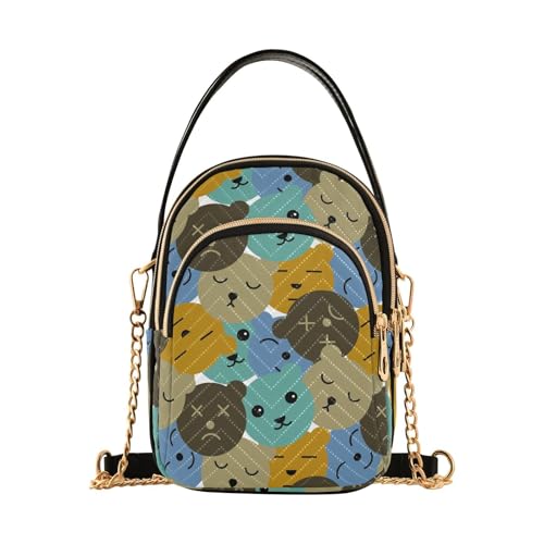 Sac à main pour femme avec sac à bandoulière multicolore à motif ours animal