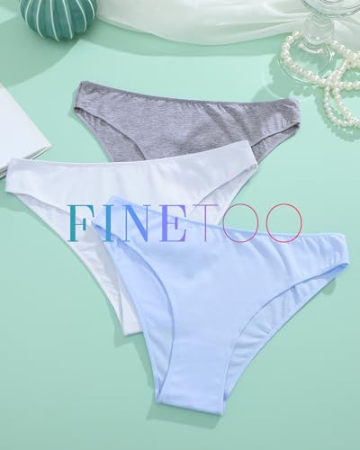 Image of FINETOO 6 Pack Cotton Underwear for Women Cute Low Rise Bikini Panties High Cut Breathable Sexy Hipster Womens Cheeky S-3XL