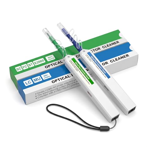 2-Pack Fiber Optic One-Click Cleaner Set 1.25mm LC/MU & 2.5mm SC/FC/ST for Data Center & FTTH