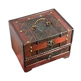 Hailong Ming Caja de Joyería de Madera Vintage, Estuche de Joyería Antiguo, Regalos para Mamá, Novias Y Mujeres con Espejo, de Joyería Retro, Estilo C, unico