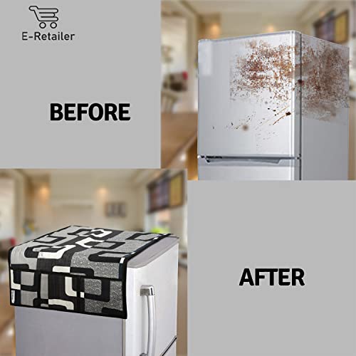 Image of Set of 1 Pc Fridge Top Cover with 6 Utility Pockets and 3 Pc Fridge Mats (Black, Set of 4)