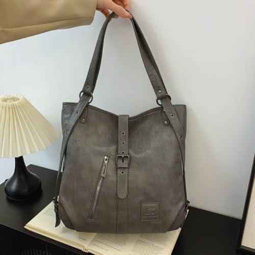 2025 Trendy Retro Large Capacity Backpack Women’s PU Leather Convertible Shoulder Bag Travel Bag for Fall Winter3