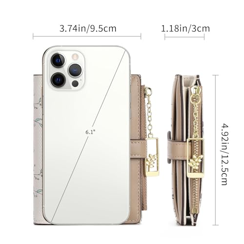 Image of GAEKEAO Small Wallets for Women RFID Blocking Bifold Floral Vegan Leather Wallet Card Holder with Zipper Pocket ID Window