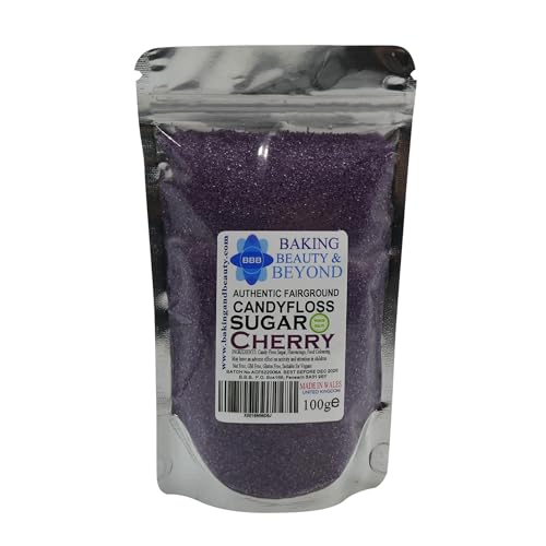 Professional Flossing Sugar for Cotton Candy Machine - Candy Sugar Flavours - Cotton Candy Floss Sugar in 51 Flavours - Floss Sugar for Cotton Candy Maker - Bulk Floss Sugar 100g - Cherry