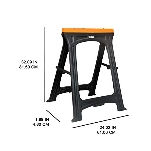 MEIJIA 2-Pack Portable Folding Sawhorses With Folding Legs Lightweight Trestle Work Bench,Support Large Weight Capacity