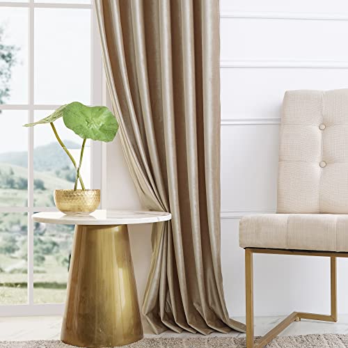 Primrose Blackout Curtains 96 Inch For Living Room Velvet Rod Pocket Window Drapes Treatment Semi Room Darkening Decor Champagne Curtains For Bedroom Set Of 2 Panels #TOP6