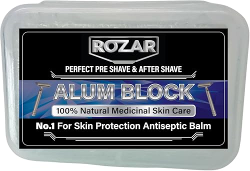 Natural Alum Block in Plastic Case (100 g./3.5 oz.) Aftershave Stops Minor Nicks & Cuts After Shaving - Antiseptic Astringent Soothing Solution for Shaving Razor Burn Relief