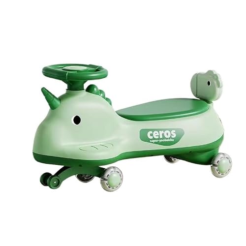 SDGBCXD Swing Car, Wiggle Car With Pedal Music Light Anti-Rollover Swing Cars Silent Flashing Wheels For Ages 1 Years(Gr�n,No Lights and Music)