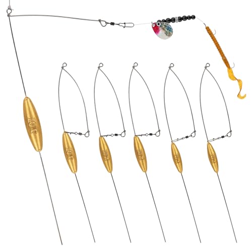 THKFISH 6 Pack Bottom Bouncer for Walleye Rigs 1OZ-3OZ Trolling Weights Fishing Weight Sinkers Trolling Drifting Fishing Live Bait Spinner Rigs Crankbaits Crawler Harness Walleye Rig