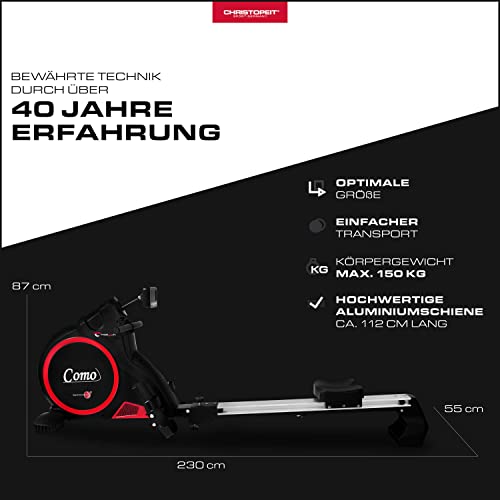 Christopeit Rudergerät Como - Hometrainer Fitness-Row Shaper für Zuhause - 16-stufiges Motor- und computergesteuertes… – Bild 5