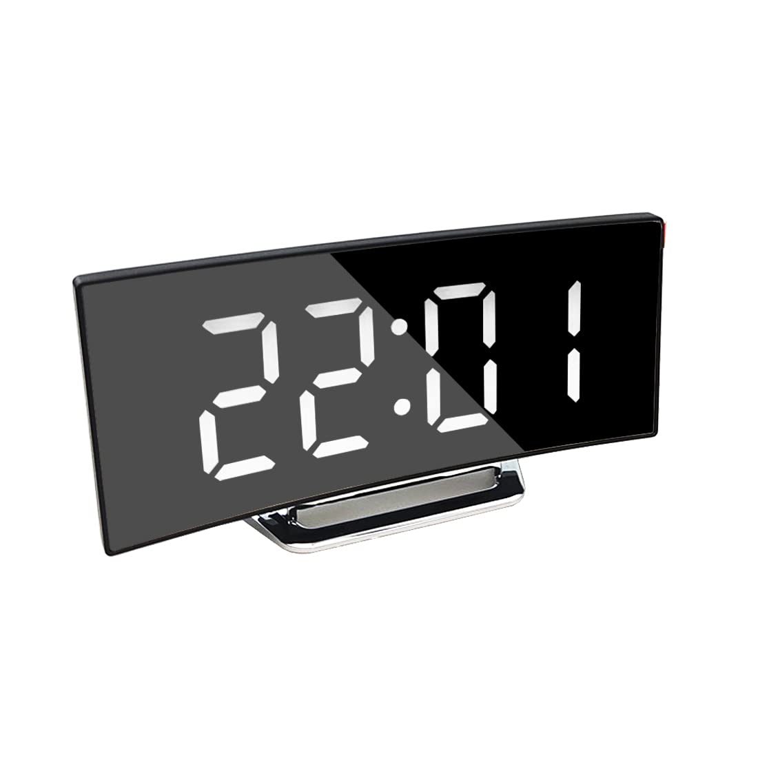 Digital Alarm Clock Bedside,Portable LED Alarm Clock with USB Port,7" Curved Screen, Snooze Nightlight, Loud Alarm, Kids Clocks for Bedroom,Non-Ticking Clock
