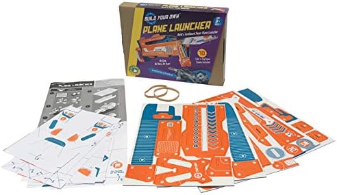 Build Your Own Paper Plane Launcher | 59 Pieces inc. 4 Rubber Bands & x10 Fold 'n' Fly Paper Planes | Fun Toy Gift for Kids, Girls & Boys & Families Age 8+ | Eco Friendly Cardboard Slot Together Kit
