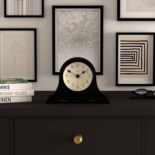 JONES CLOCKS® Speakeasy Small Mantel Clock | Classic Napoleon’s hat Design | Black | Contemporary Classic Style for Desk, Table, Shelf or Bedside - Image 2