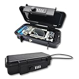 Portable Security Lock Box with Combination Lock, Waterproof Mini Safe Box with Cable, Travel Storage Case for Hotel, Car, Office