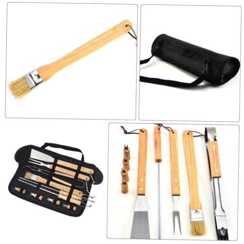 Set de Utensilios para Parrilla 10 piezas Acero y Madera miniatura 4