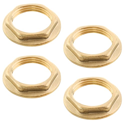 Dsjnf Hexagonal Brass Female Threaded Nut 3/4 Female Thread Flange for Cold and Hot Water Pipes and Nut Gasket Pipe Hose Lock Nuts 4PCS