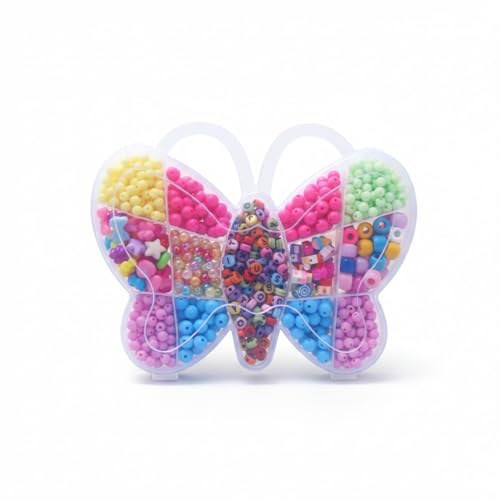Kit de Miçangas para Artesanato em Estojo Borboleta com Peças Coloridas Variadas para Pulseiras Colares Brincos e Acessórios Criativos