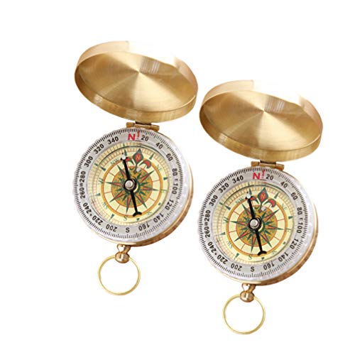 Toyvian 2 peças de bolso para bússola ao ar livre, bússola antiga, caminhadas, caça, acampamento, so