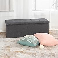 FurnitureR Stoffbank für Kinderzimmer, Ottoman am Ende des Bettes, Fußhocker, Aufbewahrungstruhe innen mit abnehmbarem Fach, Grau, 110 x 38 x 38 cm