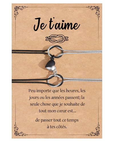 YELUWA 2 Pcs Cadeau Couple, Bracelet Couple, Cadeau Mariage, Bracelet Noeud pour Femme Homme l'Amoureuse Cadeaux Femme Mari Fiançailles Petite Amie Cadeaux...