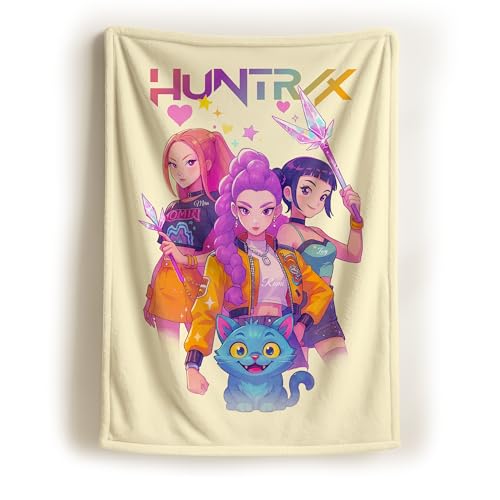 Demon Pop Hunters Movie Blanket, Korean Pop Music Idol Inspired Fleece, Korean Fantasy Animation Film Graphic (Design 1)