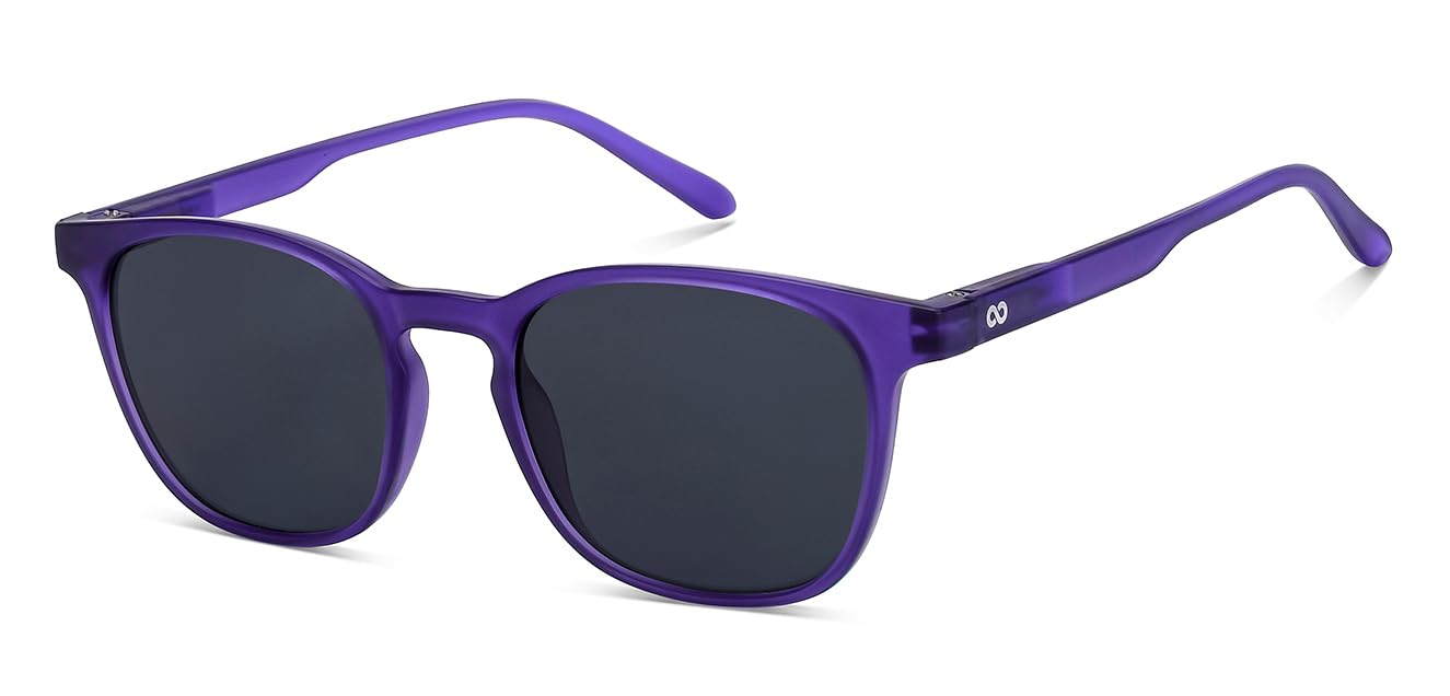 HUSTLR Lenskart - As Seen On Shark Tank | Peyush Bansal Glasses | Polarized and 100% UV Protected | Violet Grey Full Rim Square | For Men & Women | Large | VC S15999